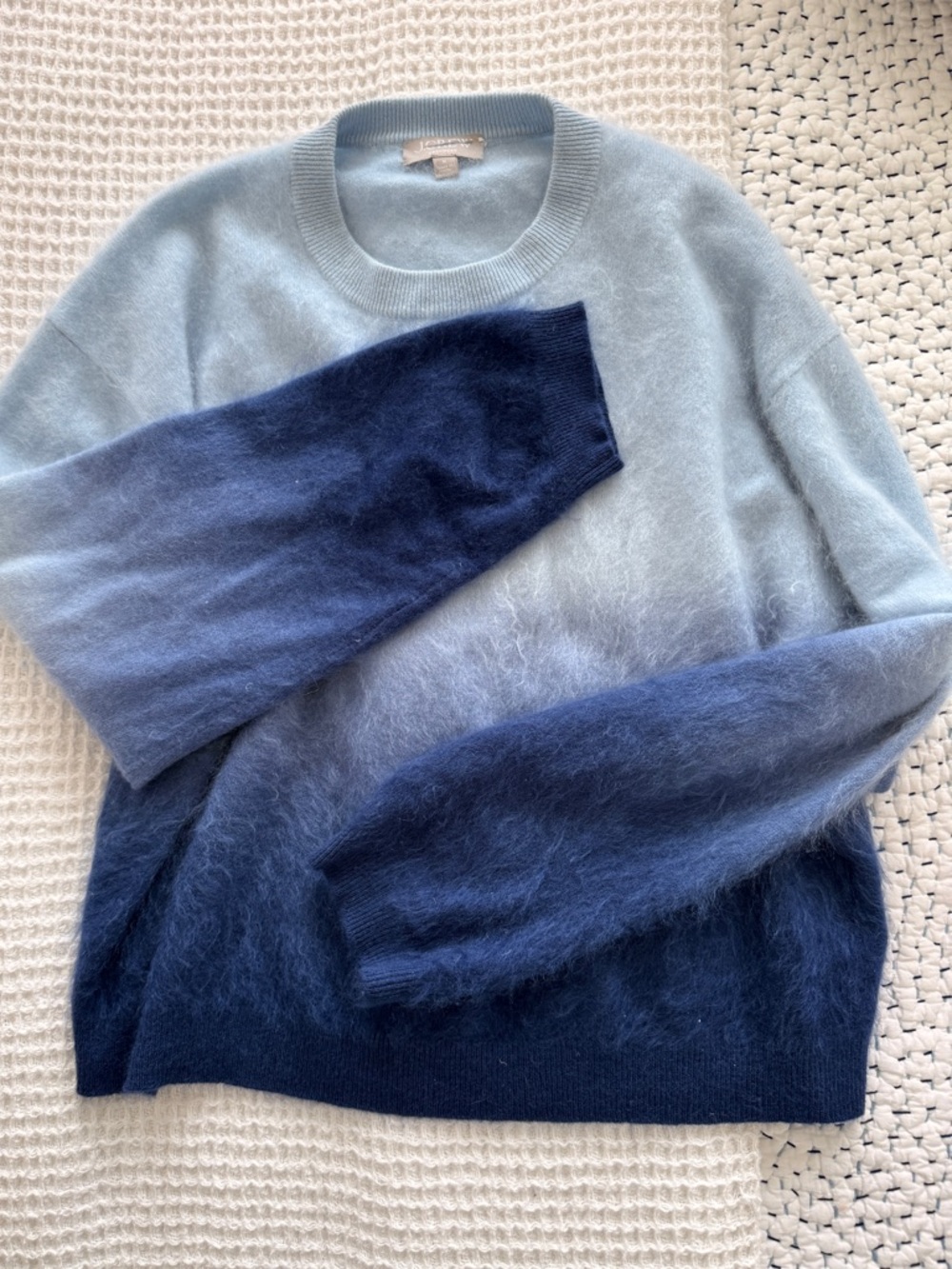 J Crew Blue Brushed Cashmere Sweater Size M